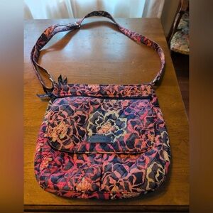 Vera Bradley Navy and Pink Quilted Floral Crossbody